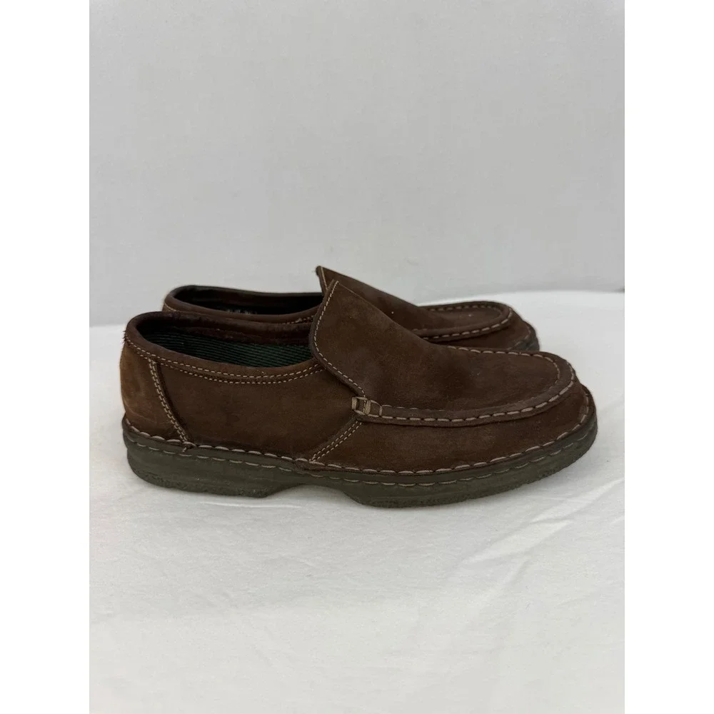 GH Bass & Co Womens Brown Suede Leather Slip On Loafers Moc Toe Shoes Size 8.5 M